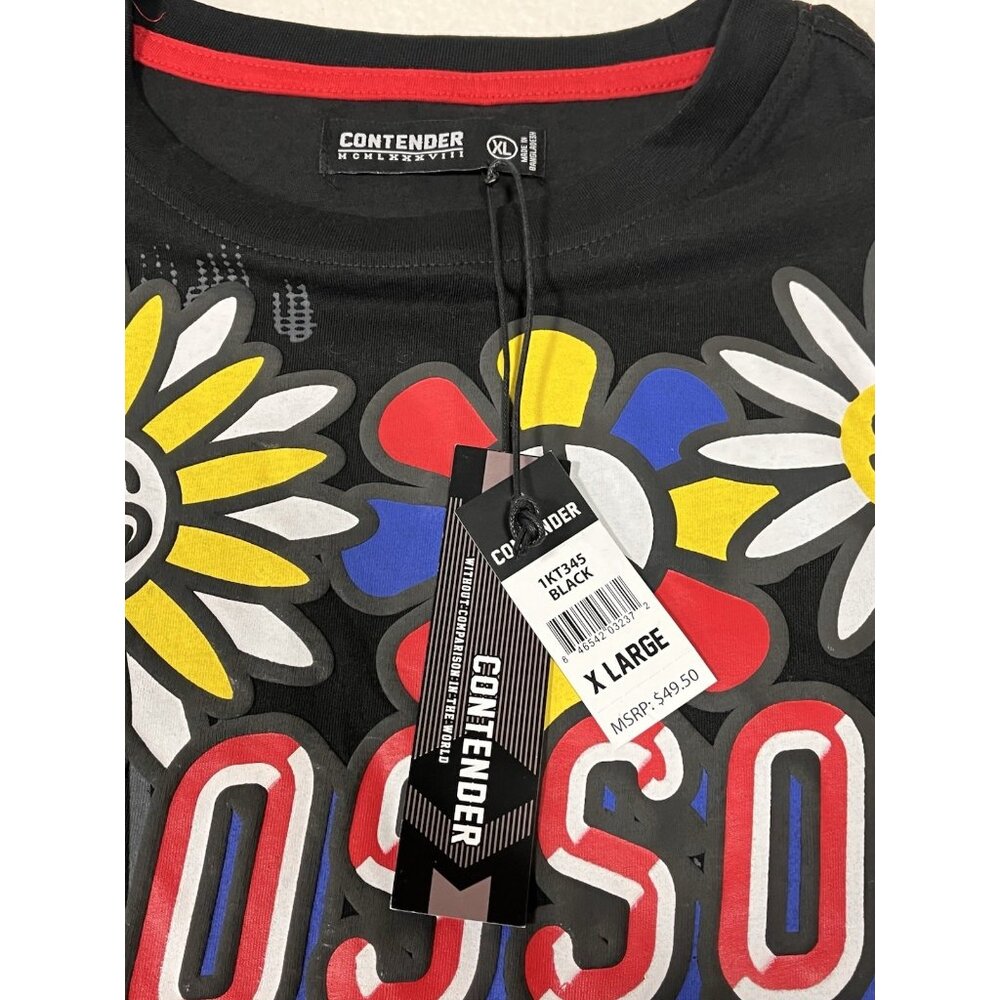 Contender Blossom Smiley Flower Graphic T-Shirt XL NWT Streetwear Black - Picture 7 of 14